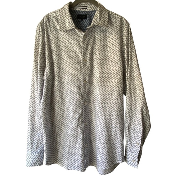 Ted Baker Other - Ted Baker London Button Down Wrinkle Free White Patterned Longsleeve Shirt SZ L